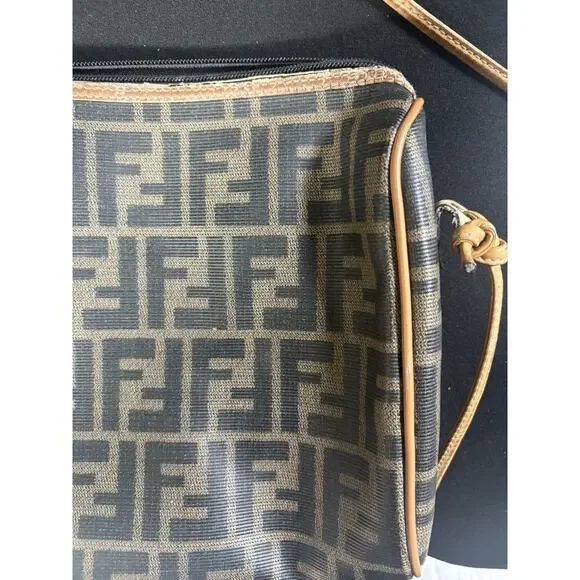 Fendi Vintage Zucca Brown Tobacco zip top Crossbody Purse Camera Bag - Picture 10 of 10
